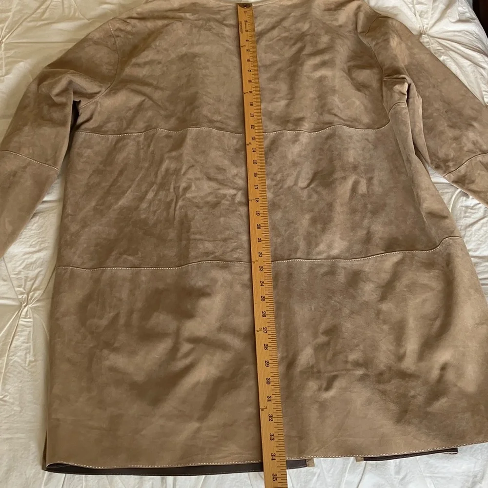 Lafayette 148 New York Taupe Suede Leather Jacket - Picture 7 of 8